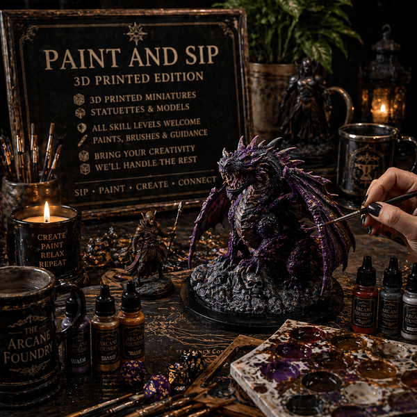 Paint and sip 3d printed fantasy and horror models