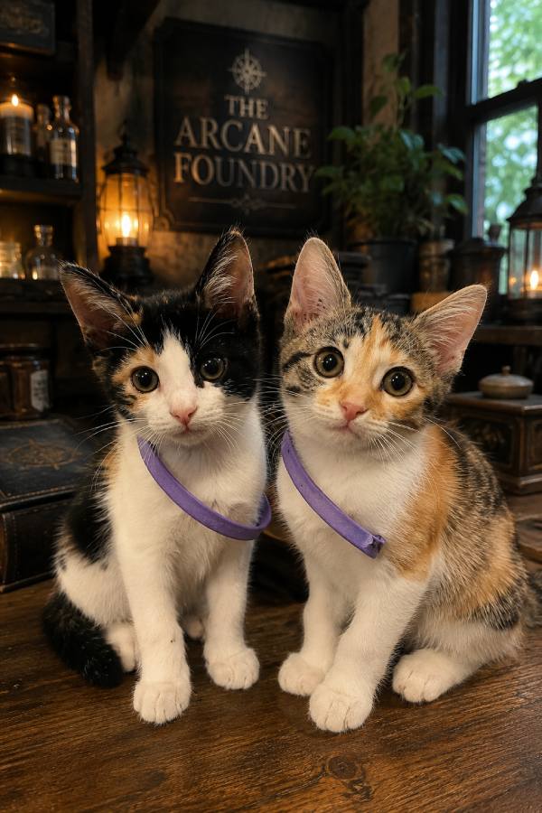 Two calico cats that are lucky